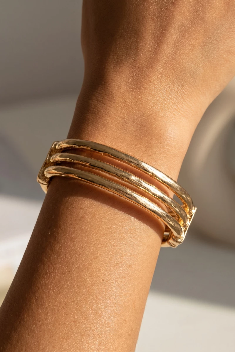 Triple Bar Hammered Cuff Bracelet
