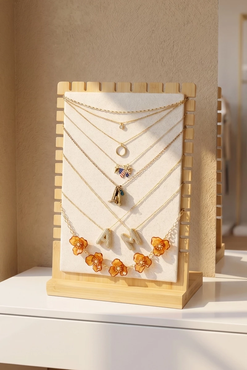 Multi Tier Bamboo Necklace Display Stand