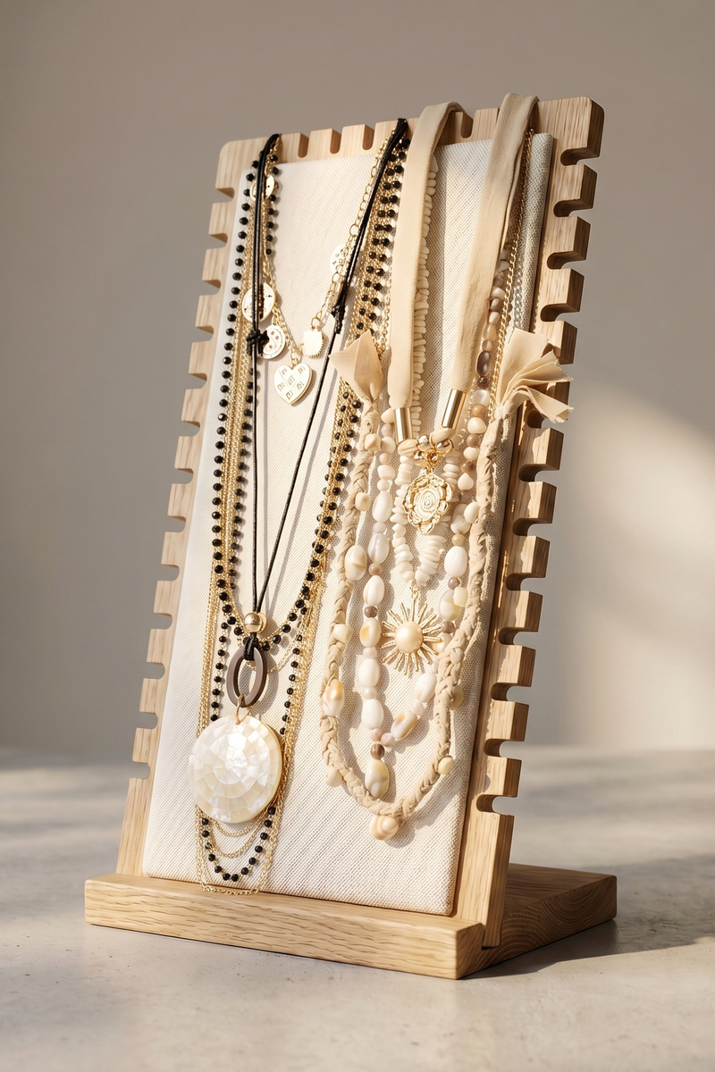 Bamboo Ring Tray Display Stand With Velvet Insert