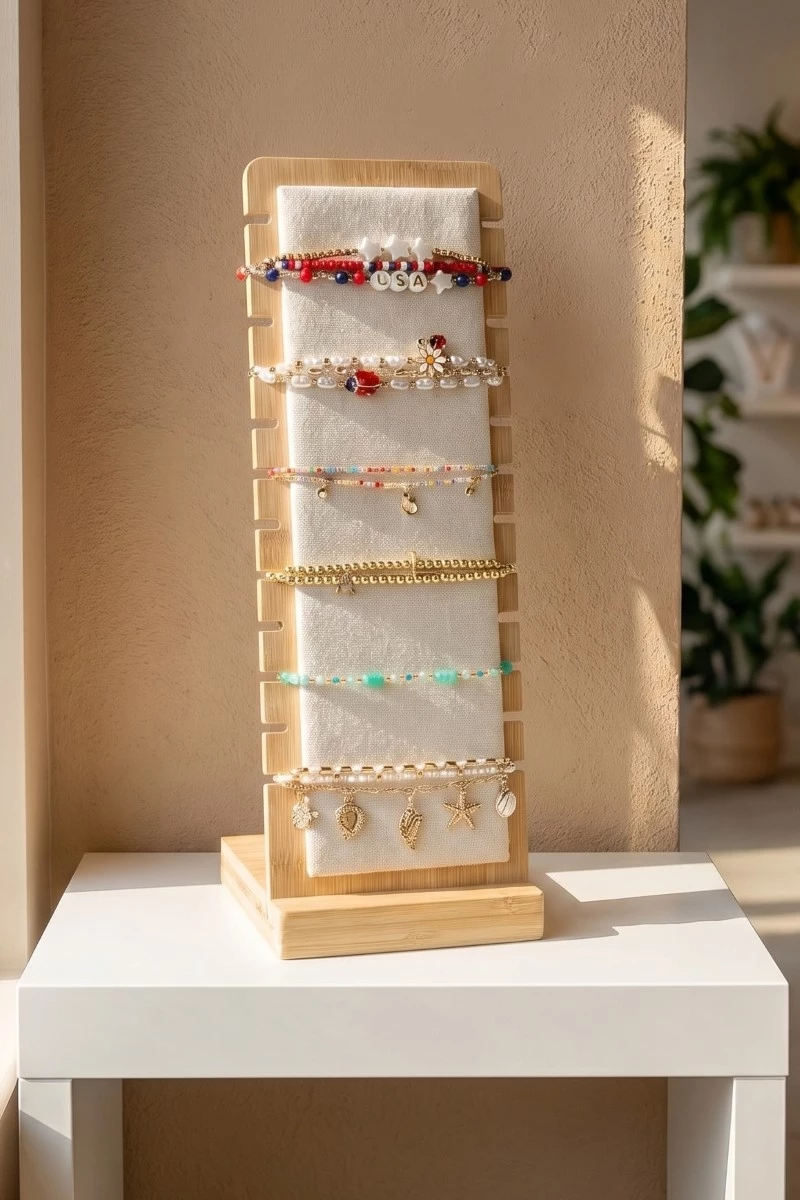 Long Wooden Jewelry Display Stand