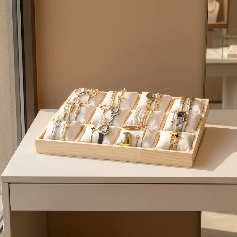 Wooden Twelve Slot Bracelet Display Case