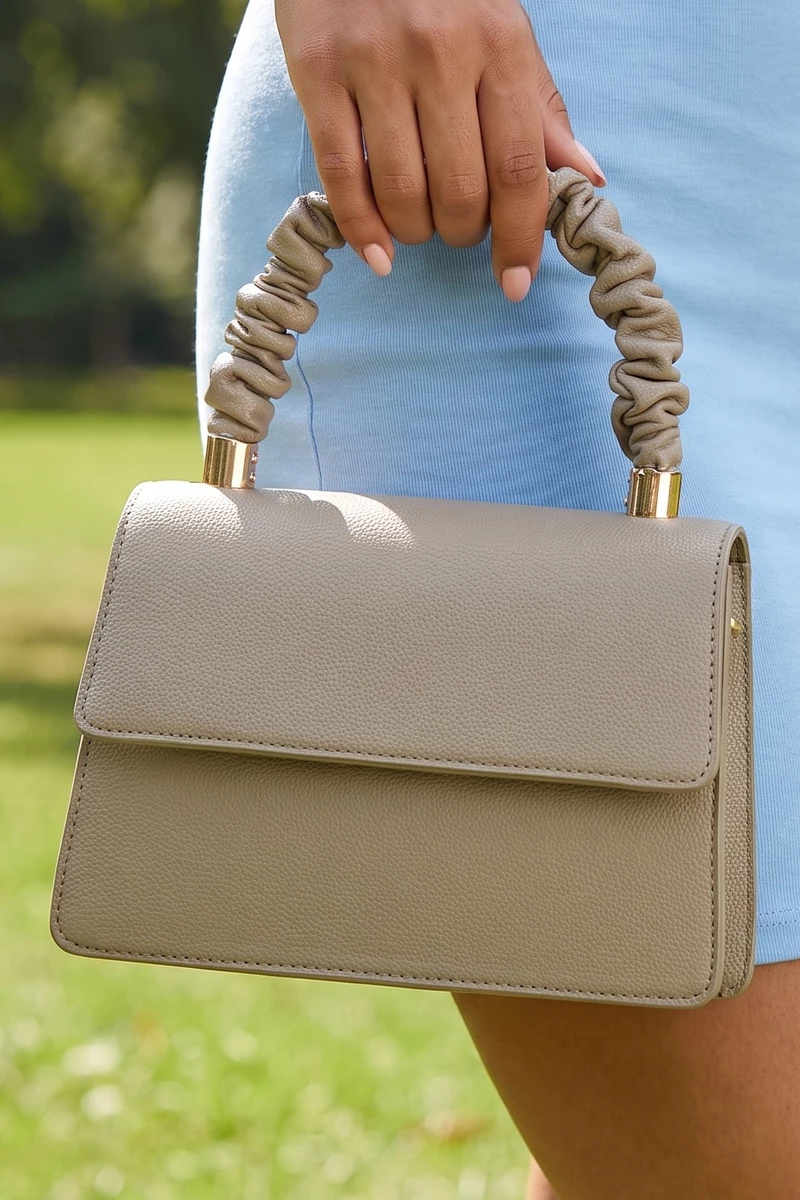 Scrunch Handle Structured Flap Bag