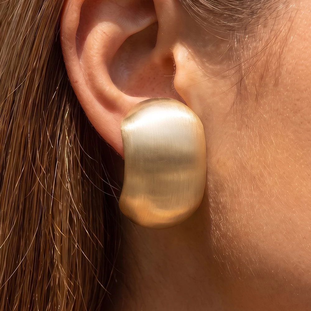 Brushed Matte Curved Dome Stud Earrings