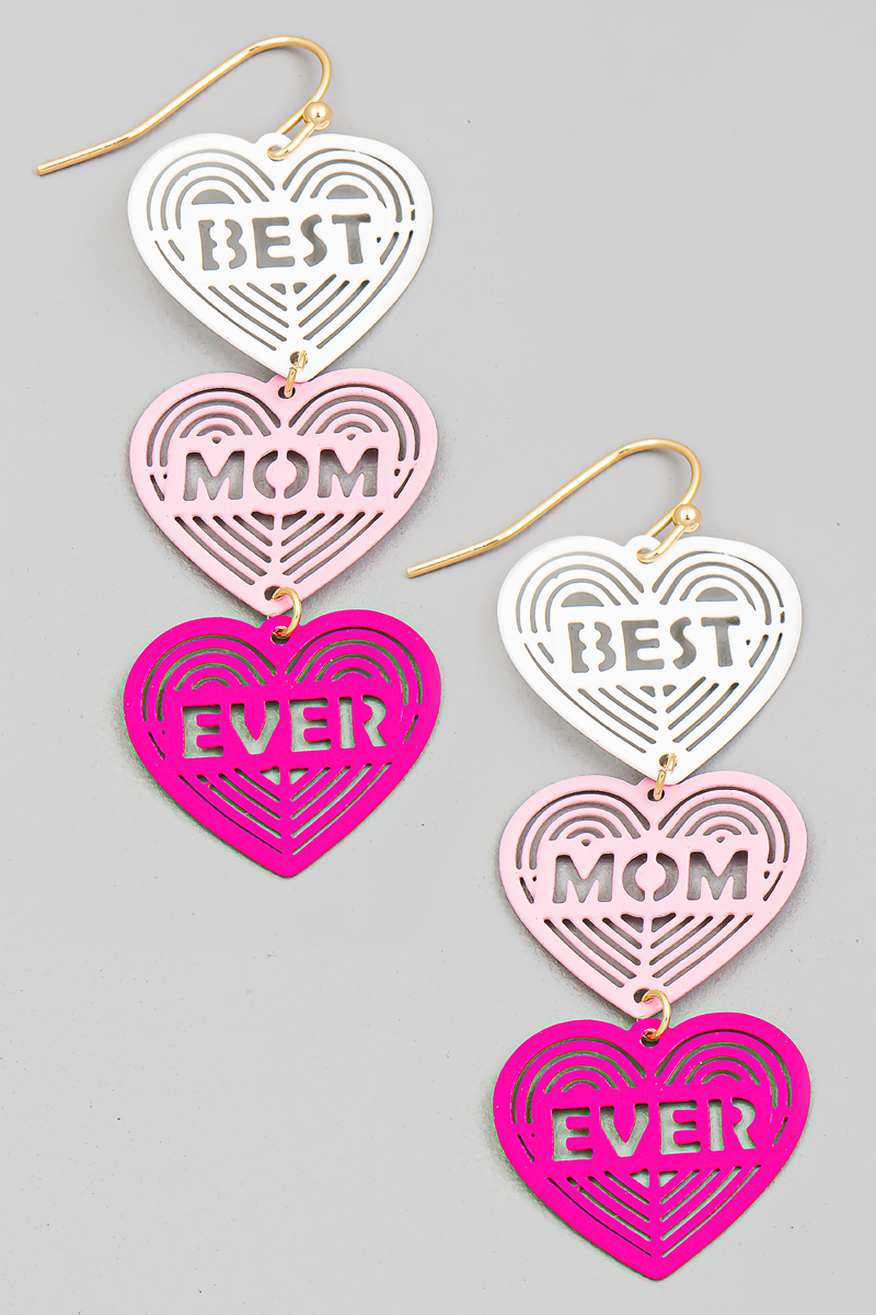 Best Mom Ever Heart Drop Earrings