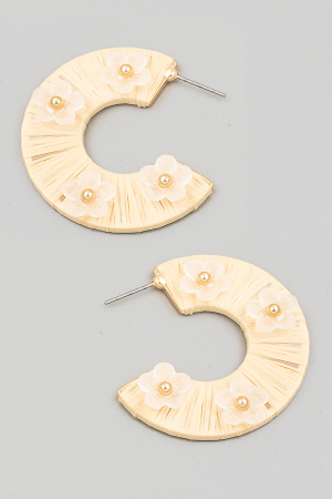 Flat Wrap Flower Stud Hoop Earrings