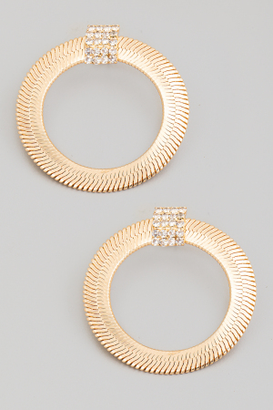 Flat Solid Snake Chain Hoop Drop Earrings