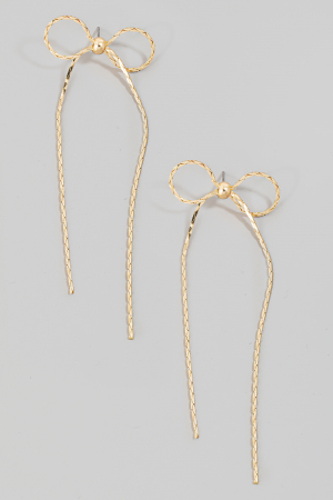 Long Metallic Ribbon Bow Stud Earrings