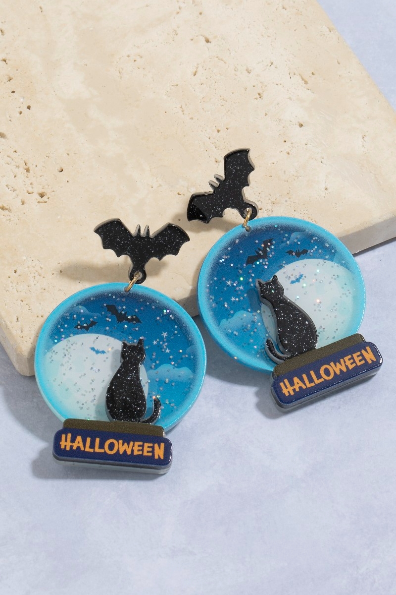 Black Cat Halloween Earrings