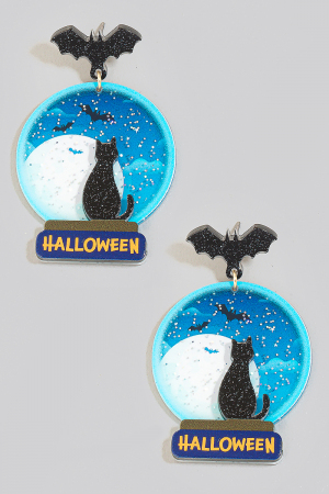 Black Cat Halloween Earrings