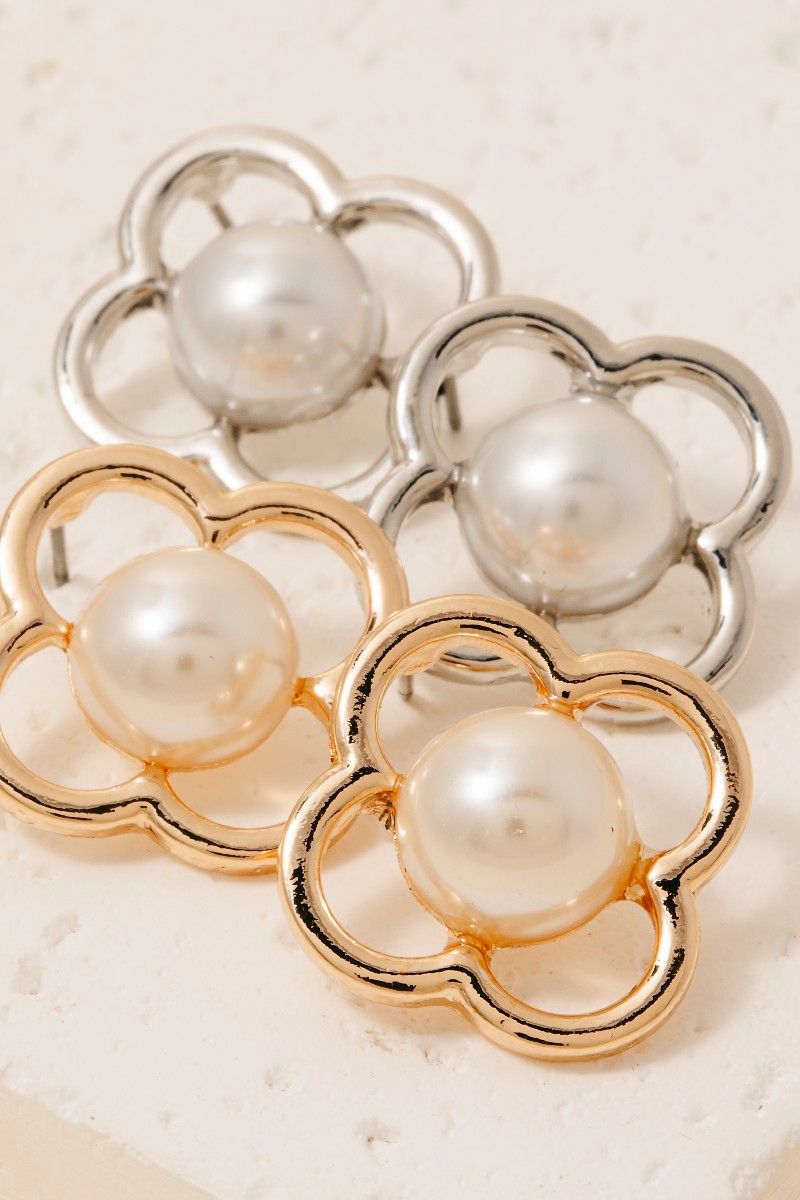 Pearl In Clover Stud Earrings