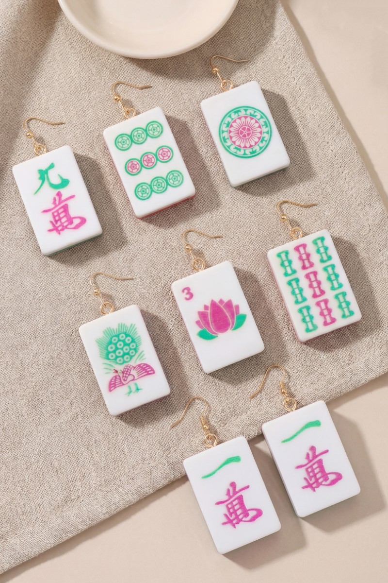 Assorted Mahjong Tile Acrylic Earrings