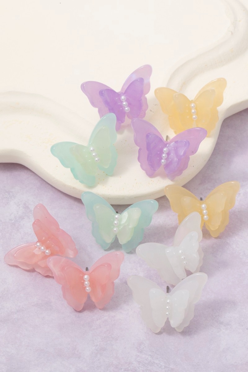 Acetate Butterfly Stud Earrings