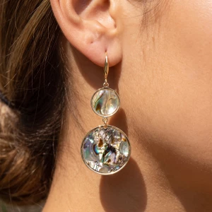 Mother Of Pearl Double Disc Drop Earrings