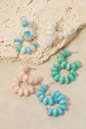 Chunky Oval Bead Hoop Earrings