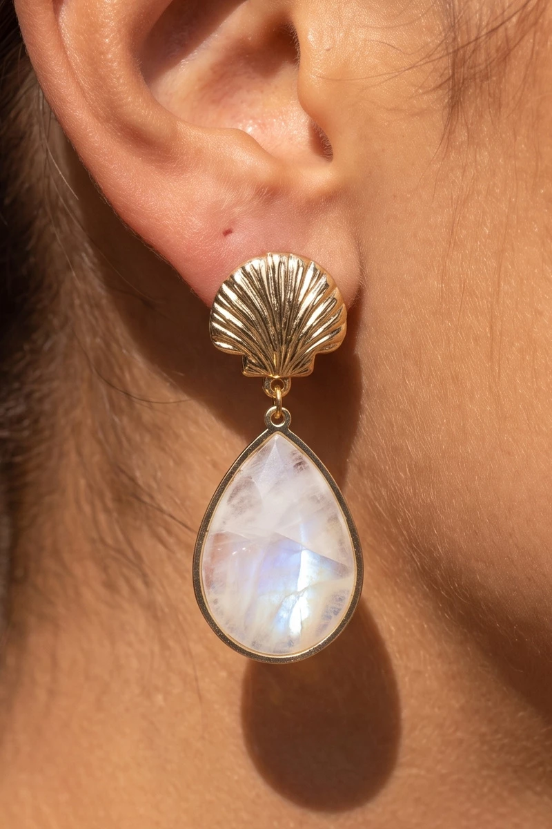 Shell Mother Of Pearl Teardrop Drop Earrings