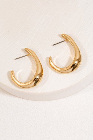 Curved Metallic J Hoop Earrings