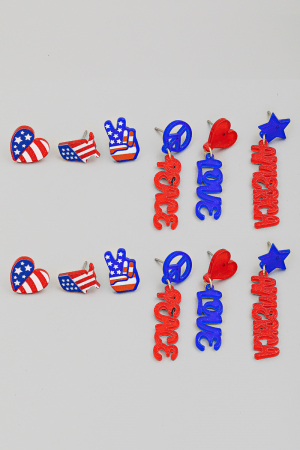 America Love Peace Earrings Set