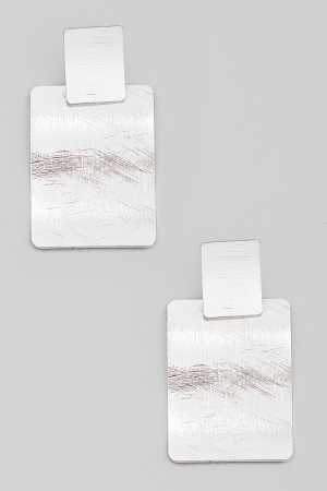 Brushed Metallic Rectangle Dangle Earrings