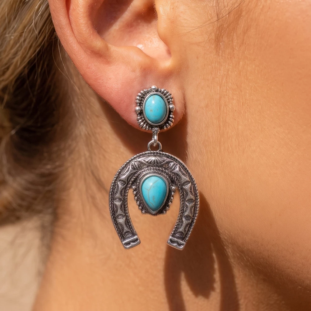 Turquoise Naja Crescent Drop Earrings