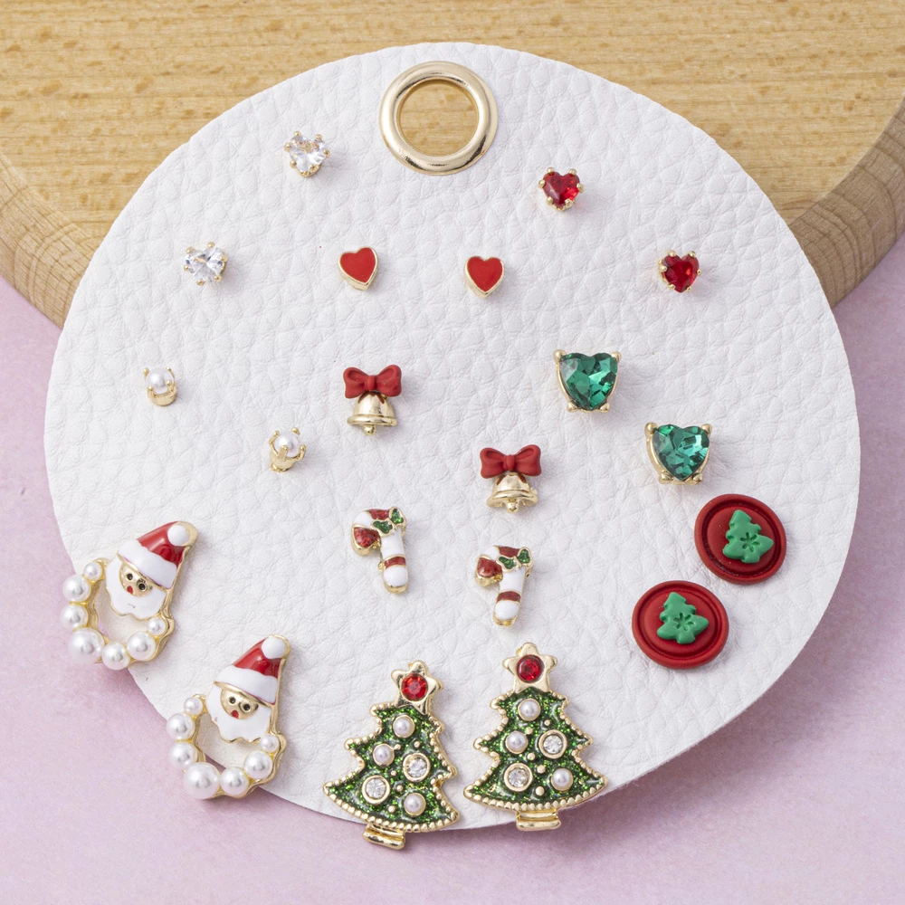 Christmas Santa And Tree Stud Earring Set