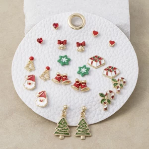 Christmas Gift Box And Candy Cane Earring Set