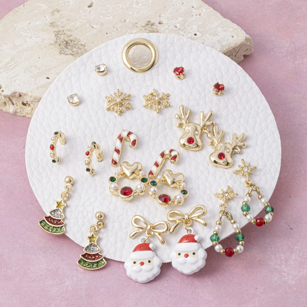 Christmas Snowflake And Santa Earring Set