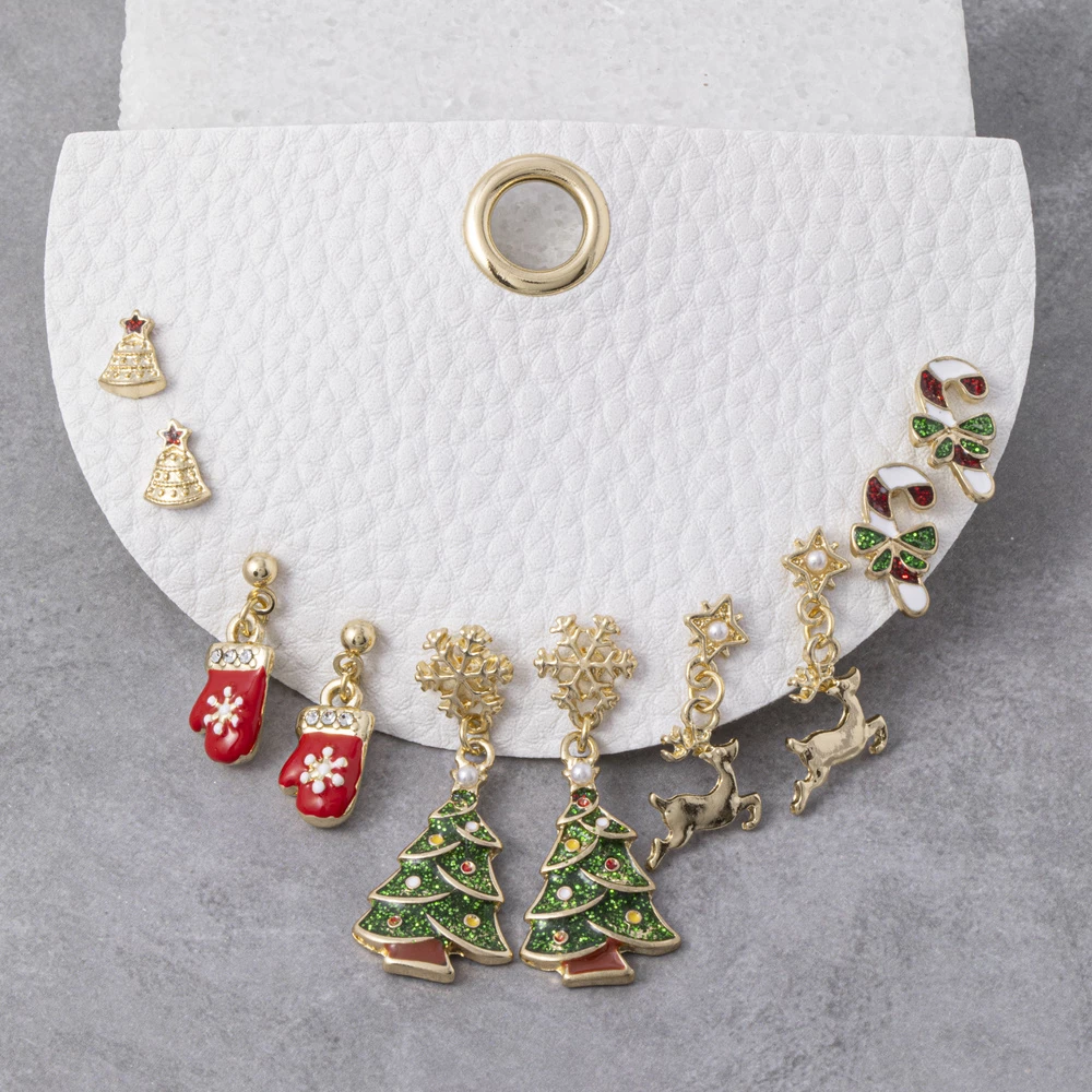 Christmas Mitten And Reindeer Dangle Earring Set