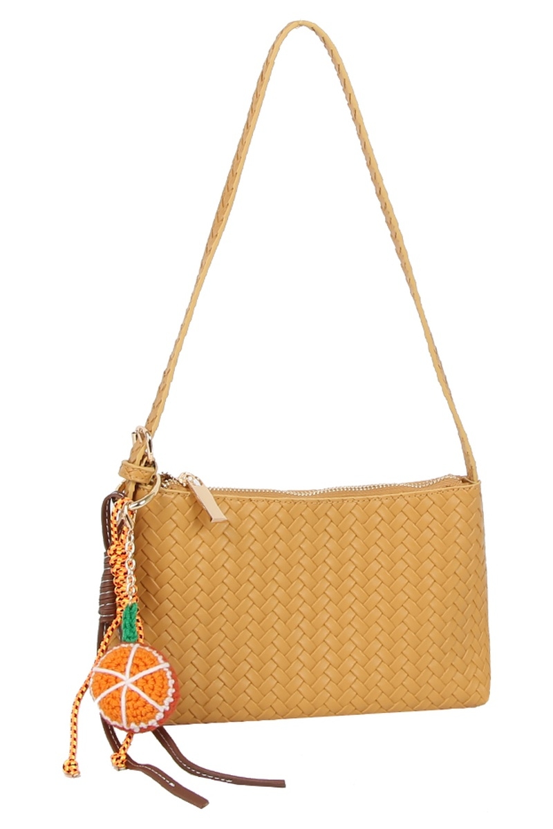Orange Charm Woven Shoulder Bag