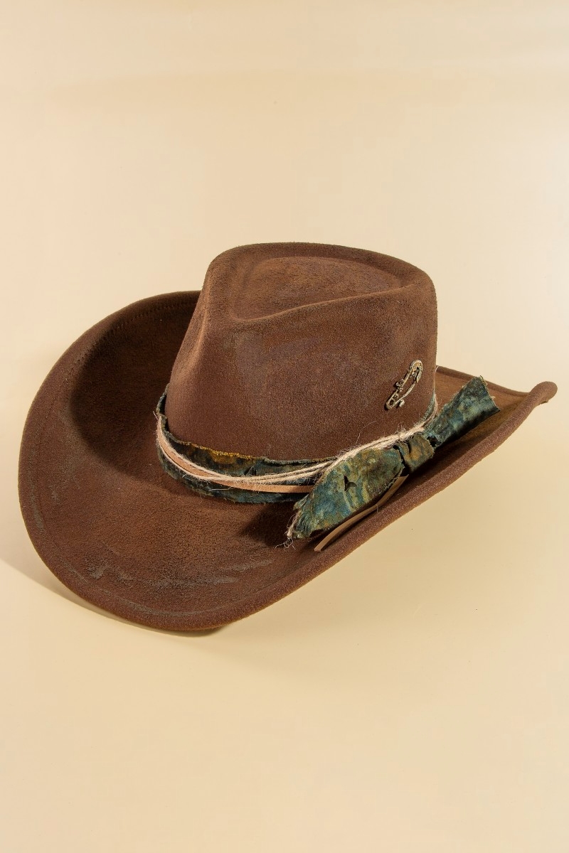 Vintage Safety Pin And Strap Western Cowboy Hat
