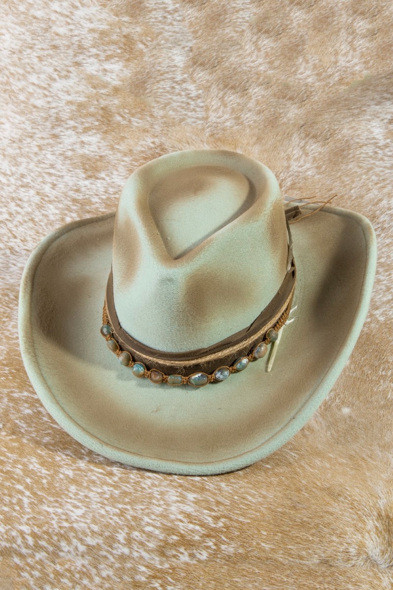 Semi Precious Stone Bead Western Cowboy Hat