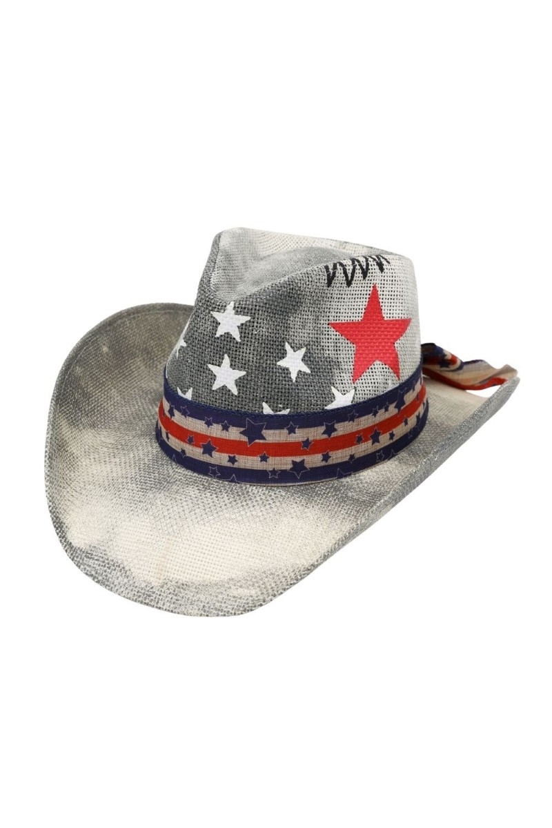 American Stars And Stripes Straw Cowboy Hat