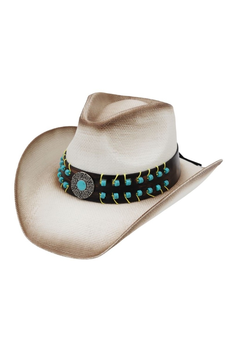 Vintage Concho Strap Straw Cowboy Hat
