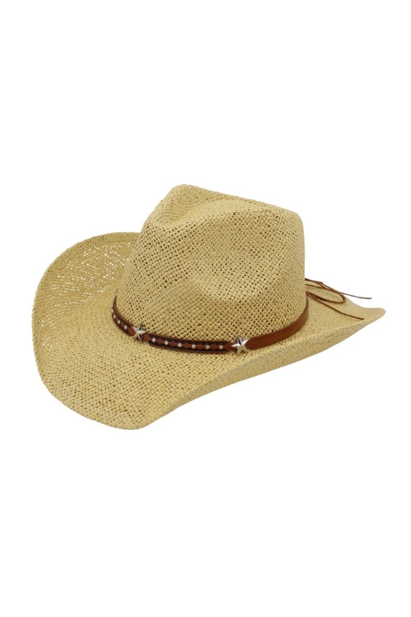Western Stars Strap Straw Cowboy Hat