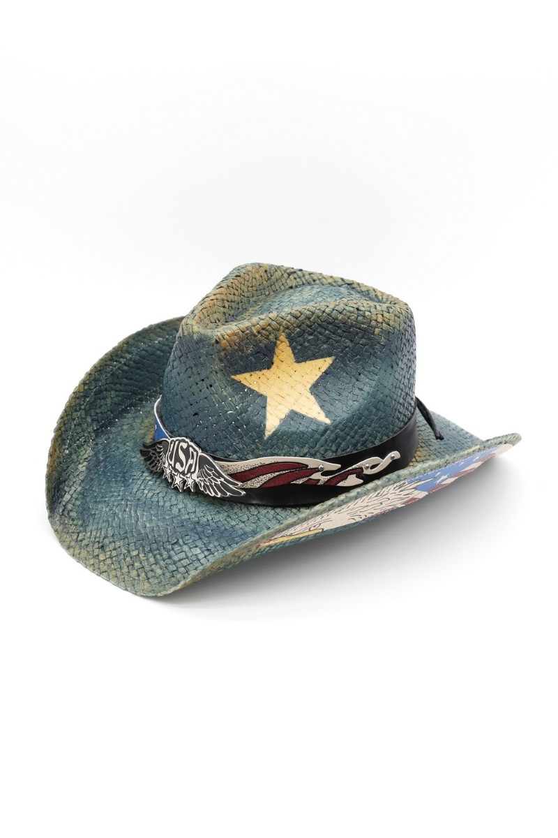 Yellow Star Western Usa Accent Cowboy Hat