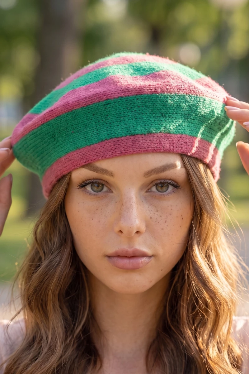 Wide Band Concentric Knit Beret