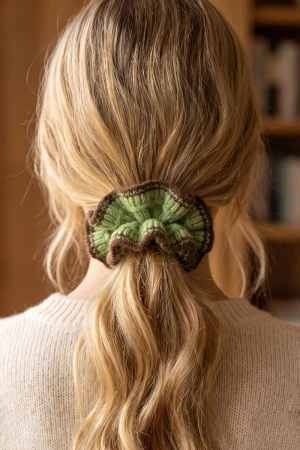Chunky Knit Striped Edge Scrunchie