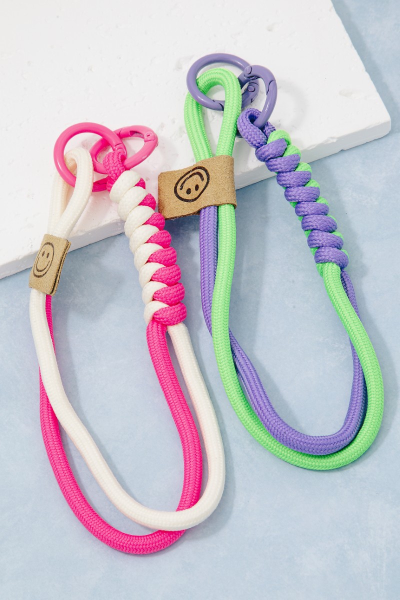Two Tone Braided Bungee Cord Bag Charm
