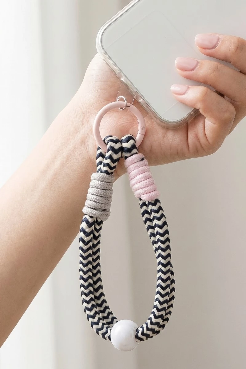 Chevron Pattern Bungee Corda And Bead Bag Charm