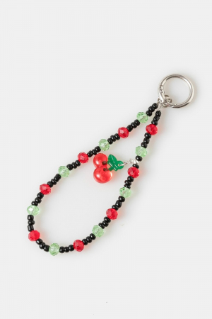 Beaded Strap And Cherry Bag Charm