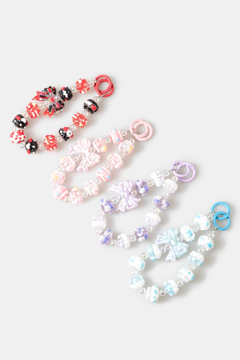 Mixed Floral Hearts Ribbon Bow Beaded Bag Charms