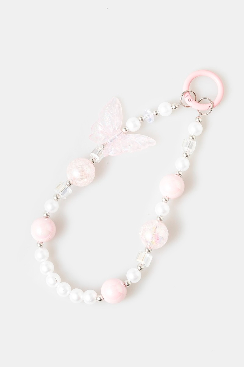 Butterfly And Pearl Beaded Bag Charm