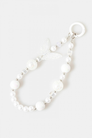 Butterfly And Pearl Beaded Bag Charm