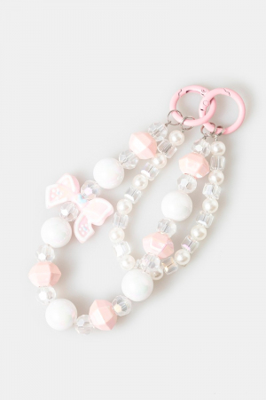 Ribbon Bow And Pearls Beaded Bag Charm