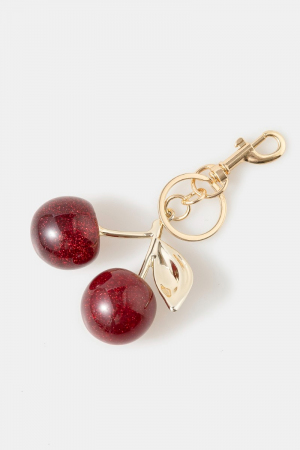 Glitter Resin Cherry Bag Charm