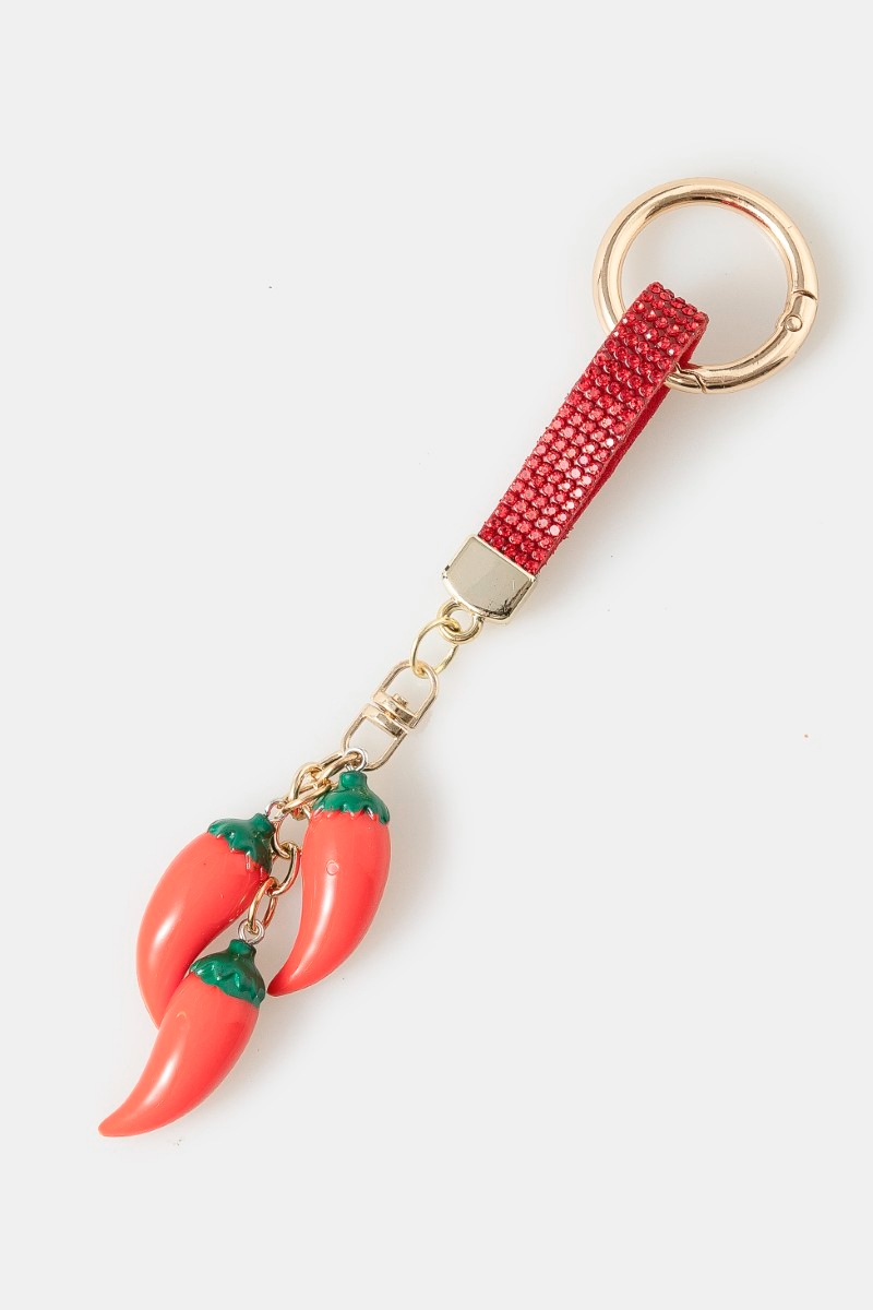 Mini Chilies And Pave Tag Bag Charm