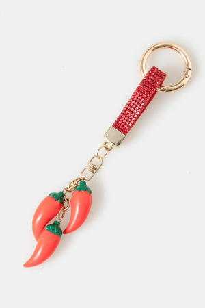 Mini Chilies And Pave Tag Bag Charm