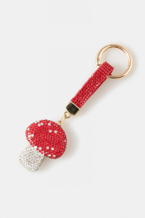 Pave Red Mushroom And Tag Bag Charm