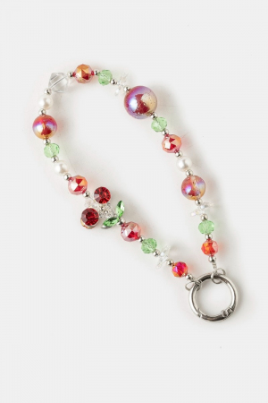 Clear Beads Cherry Charms Bag Chain