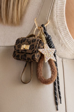 Leopard Print Mini Handbag Star Bag Charm
