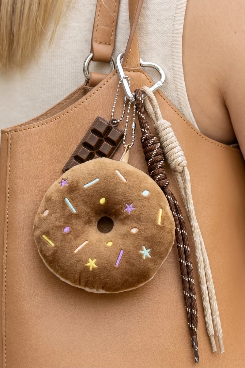 Plush Sprinkle Donut Chocolate Bar Bag Charm